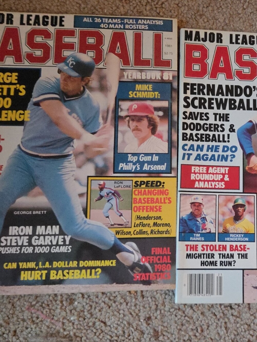 major league baseball magazines 1981 1982 George Brett . Fernando Valensuela